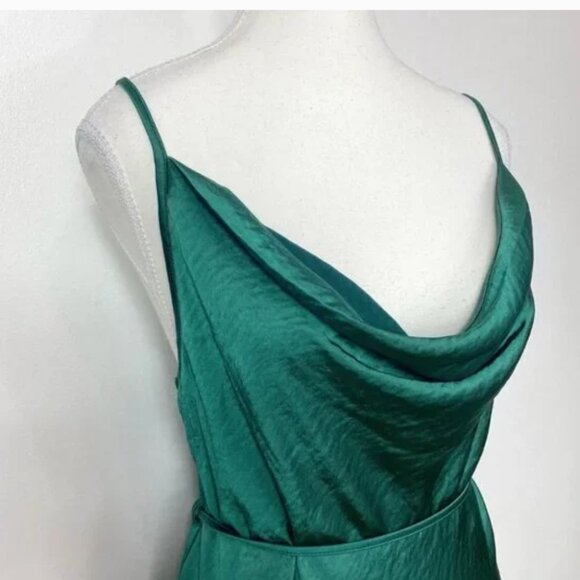 NWT MOTEL ROCKS PAIVA FOREST GREEN SATIN MINI BELTED COCKTAIL DRESS - S - Picture 5 of 9